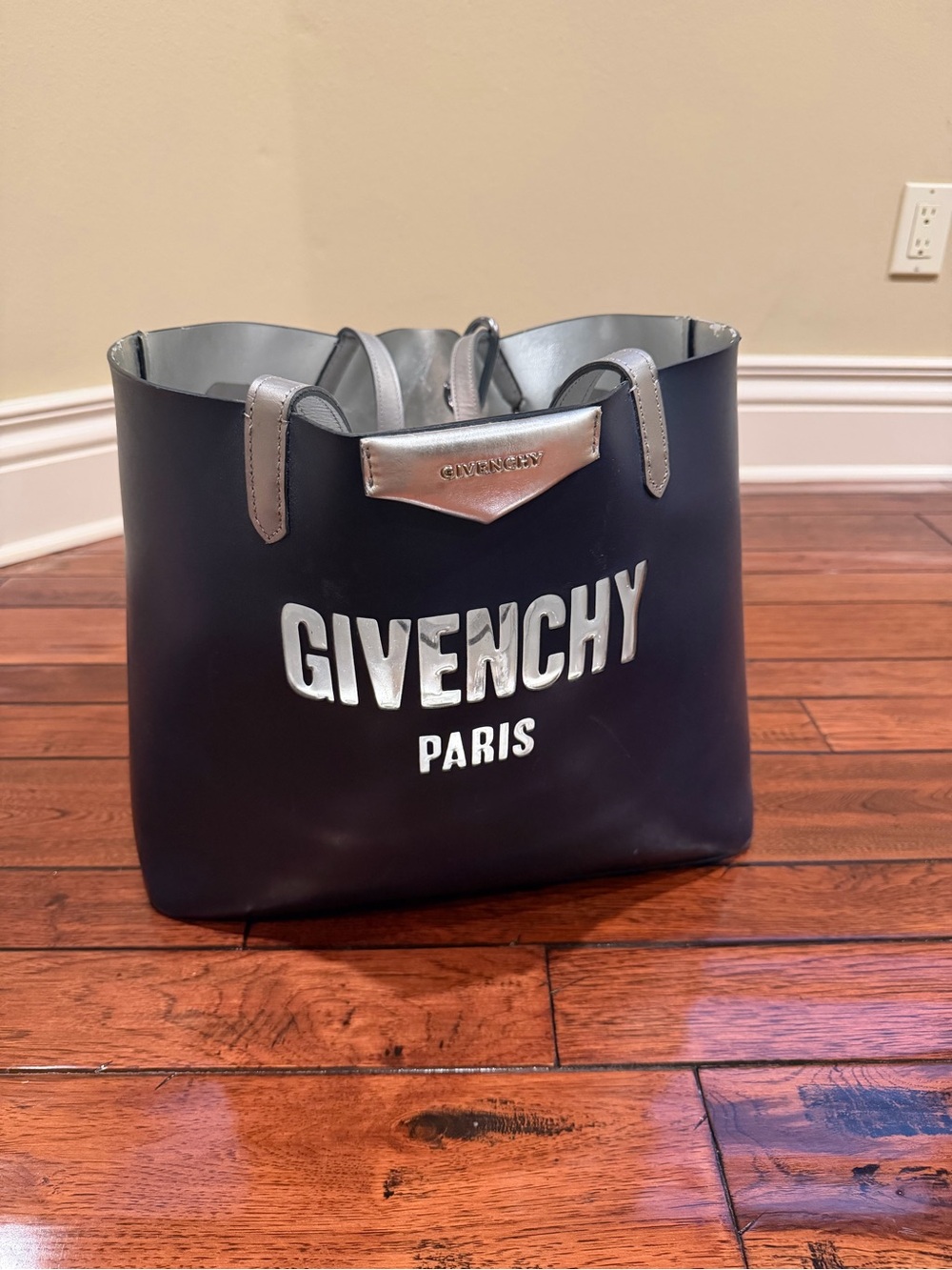 Givenchy Black Messenger Tote with Silver Branding